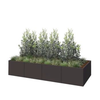 Jardinière XXL en acier - Rectangle - 320 x 120 x 60 cm - RAL7016 mat (gris anthracite) - Avec plaque de fond