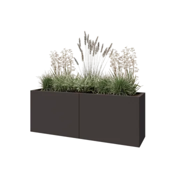 Jardinière XXL en acier - Rectangle - 160 x 40 x 60 cm - RAL7016 mat (gris anthracite) - Avec plaque de fond