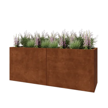 Jardinière XXL en acier Corten - Rectangle - 200 x 60 x 80 cm - Sanc plaque de fond