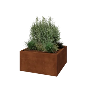 Jardinière en acier Corten - Carré - 100 x 100 x 50 cm - Avec plaque de fond
