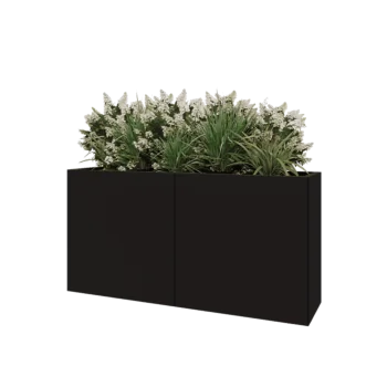 Jardinière XXL en acier - Rectangle - 160 x 40 x 80 cm - RAL9005 mat (noir) - Avec plaque de fond