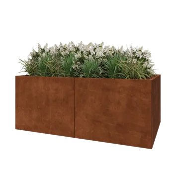 Jardinière XXL en acier Corten - Rectangle - 200 x 80 x 80 cm - Sanc plaque de fond