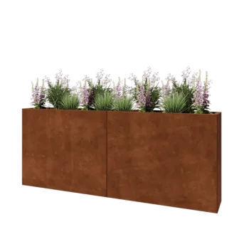 Jardinière XXL en acier Corten - Rectangle - 200 x 30 x 80 cm - Sanc plaque de fond