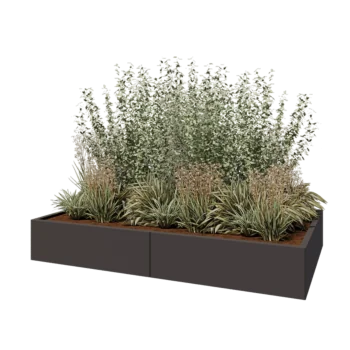 Jardinière XXL en acier - Rectangle - 200 x 120 x 30 cm - RAL7016 mat (gris anthracite) - Sanc plaque de fond