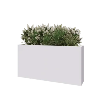 Jardinière XXL en acier - Rectangle - 160 x 30 x 80 cm - RAL9010 mat (blanc) - Avec plaque de fond