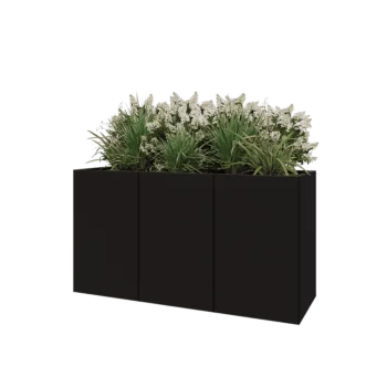 Jardinière XXL en acier - Rectangle - 150 x 50 x 80 cm - RAL9005 mat (noir) - Avec plaque de fond