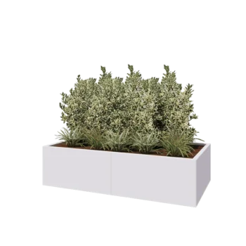 Jardinière XXL en acier - Rectangle - 160 x 80 x 40 cm - RAL9010 mat (blanc) - Avec plaque de fond