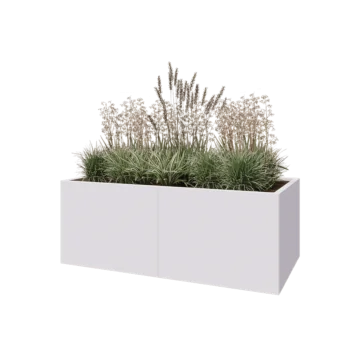 Jardinière XXL en acier - Rectangle - 160 x 80 x 60 cm - RAL9010 mat (blanc) - Avec plaque de fond