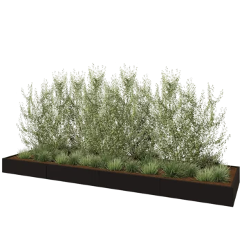 Jardinière XXL en acier - Rectangle - 480 x 120 x 30 cm - RAL9005 mat (noir) - Sanc plaque de fond