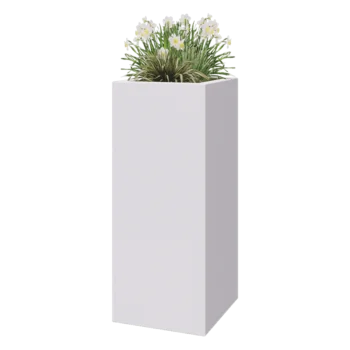 Jardinière en polyester - Carré - 50 x 50 x 120 cm - RAL9010 mat (blanc) - Avec fond