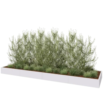Jardinière XXL en acier - Rectangle - 480 x 120 x 30 cm - RAL9010 mat (blanc) - Sanc plaque de fond