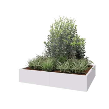 Jardinière XXL en acier - Rectangle - 160 x 120 x 30 cm - RAL9010 mat (blanc) - Avec plaque de fond
