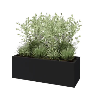 Jardinière en polyester - Rectangle - 120 x 40 x 40 cm - RAL7021 mat (gris noir) - Avec fond