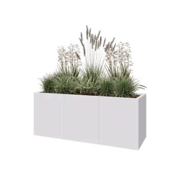 Jardinière XXL en acier - Rectangle - 150 x 50 x 60 cm - RAL9010 mat (blanc) - Avec plaque de fond