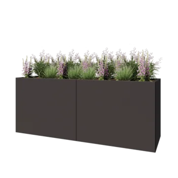 Jardinière XXL en acier - Rectangle - 200 x 60 x 80 cm - RAL7016 mat (gris anthracite) - Sanc plaque de fond