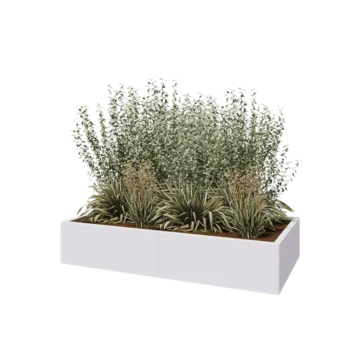 Jardinière XXL en acier - Rectangle - 160 x 80 x 30 cm - RAL9010 mat (blanc) - Sanc plaque de fond