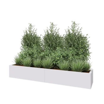 Jardinière XXL en acier - Rectangle - 200 x 40 x 30 cm - RAL9010 mat (blanc) - Sanc plaque de fond