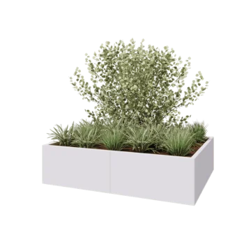 Jardinière XXL en acier - Rectangle - 160 x 120 x 40 cm - RAL9010 mat (blanc) - Sanc plaque de fond