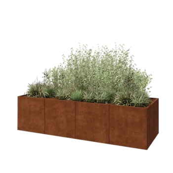 Jardinière XXL en acier Corten - Rectangle - 320 x 100 x 80 cm - Sanc plaque de fond