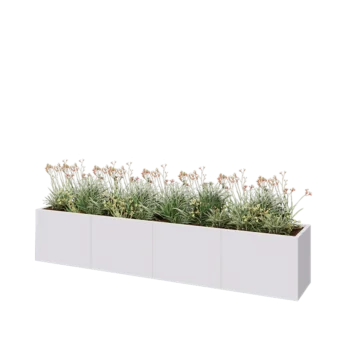 Jardinière XXL en acier - Rectangle - 320 x 50 x 60 cm - RAL9010 mat (blanc) - Sanc plaque de fond