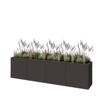 Jardinière XXL en acier - Rectangle - 320 x 50 x 80 cm - RAL7016 mat (gris anthracite) - Avec plaque de fond