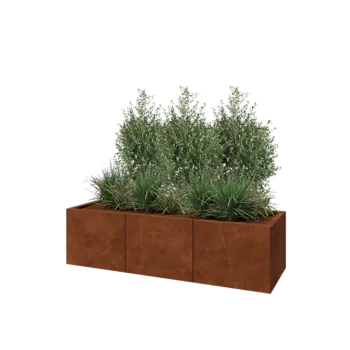 Jardinière XXL en acier Corten - Rectangle - 150 x 50 x 40 cm - Avec plaque de fond