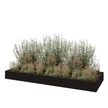Jardinière XXL en acier - Rectangle - 360 x 120 x 30 cm - RAL9005 mat (noir) - Avec plaque de fond