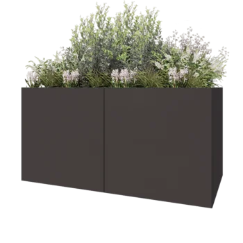 Jardinière XXL en acier - Rectangle - 200 x 100 x 100 cm - RAL7016 mat (gris anthracite) - Sanc plaque de fond