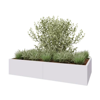 Jardinière XXL en acier - Rectangle - 200 x 100 x 40 cm - RAL9010 mat (blanc) - Sanc plaque de fond