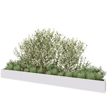 Jardinière XXL en acier - Rectangle - 480 x 30 x 40 cm - RAL9010 mat (blanc) - Avec plaque de fond