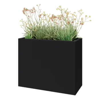 Jardinière en polyester - Rectangle - 100 x 40 x 80 cm - RAL7021 mat (gris noir) - Avec fond
