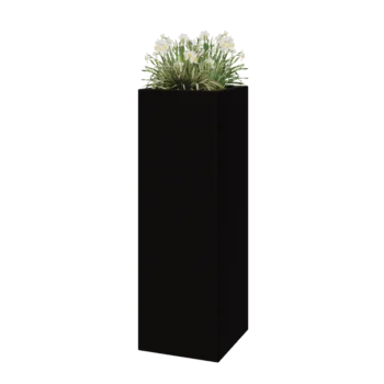 Jardinière en polyester - Carré - 40 x 40 x 120 cm - RAL9005 mat (noir) - Avec fond