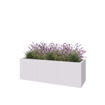 Jardinière XXL en acier - Rectangle - 150 x 50 x 50 cm - RAL9010 mat (blanc) - Sanc plaque de fond
