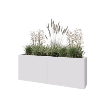 Jardinière XXL en acier - Rectangle - 160 x 30 x 60 cm - RAL9010 mat (blanc) - Avec plaque de fond