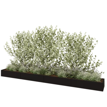 Jardinière XXL en acier - Rectangle - 480 x 50 x 30 cm - RAL9005 mat (noir) - Avec plaque de fond