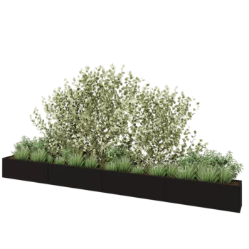 Jardinière XXL en acier - Rectangle - 480 x 30 x 40 cm - RAL9005 mat (noir) - Sanc plaque de fond