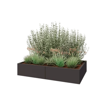 Jardinière XXL en acier - Rectangle - 160 x 100 x 30 cm - RAL7016 mat (gris anthracite) - Sanc plaque de fond