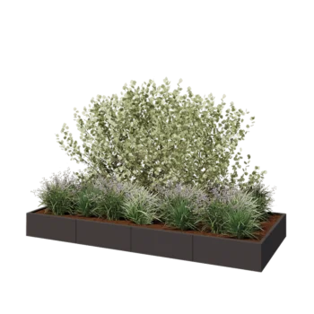 Jardinière XXL en acier - Rectangle - 320 x 120 x 30 cm - RAL7016 mat (gris anthracite) - Avec plaque de fond