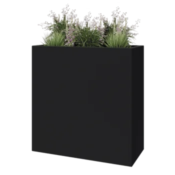 Jardinière en polyester - Rectangle - 100 x 40 x 100 cm - RAL7021 mat (gris noir) - Avec fond