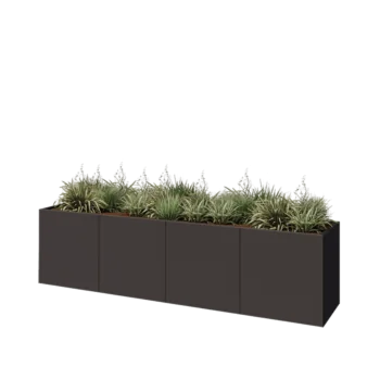 Jardinière XXL en acier - Rectangle - 320 x 60 x 80 cm - RAL7016 mat (gris anthracite) - Avec plaque de fond
