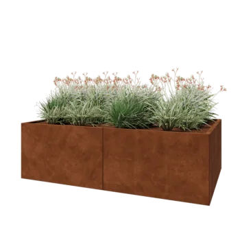 Jardinière XXL en acier Corten - Rectangle - 200 x 120 x 60 cm - Sanc plaque de fond