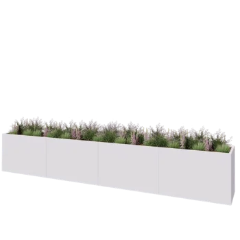 Jardinière XXL en acier - Rectangle - 480 x 60 x 80 cm - RAL9010 mat (blanc) - Sanc plaque de fond