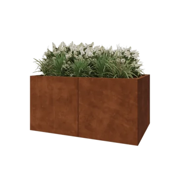 Jardinière XXL en acier Corten - Rectangle - 160 x 100 x 80 cm - Sanc plaque de fond