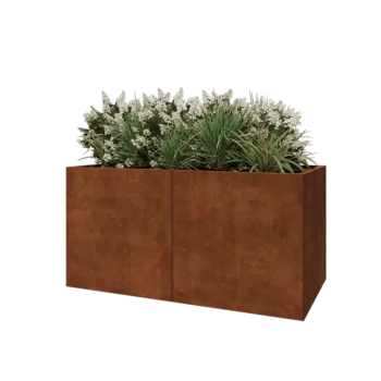 Jardinière XXL en acier Corten - Rectangle - 160 x 80 x 80 cm - Sanc plaque de fond
