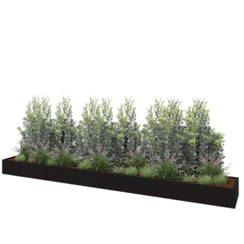 Jardinière XXL en acier - Rectangle - 480 x 60 x 30 cm - RAL9005 mat (noir) - Sanc plaque de fond