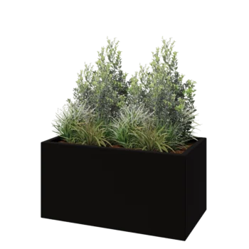 Jardinière en polyester - Rectangle - 100 x 50 x 50 cm - RAL9005 mat (noir) - Avec fond