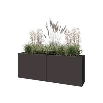 Jardinière XXL en acier - Rectangle - 160 x 30 x 60 cm - RAL7016 mat (gris anthracite) - Avec plaque de fond