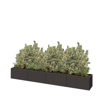Jardinière XXL en acier - Rectangle - 320 x 40 x 40 cm - RAL7016 mat (gris anthracite) - Avec plaque de fond