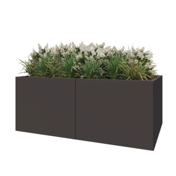 Jardinière XXL en acier - Rectangle - 200 x 80 x 80 cm - RAL7016 mat (gris anthracite) - Avec plaque de fond