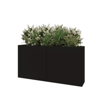 Jardinière XXL en acier - Rectangle - 160 x 30 x 80 cm - RAL9005 mat (noir) - Avec plaque de fond